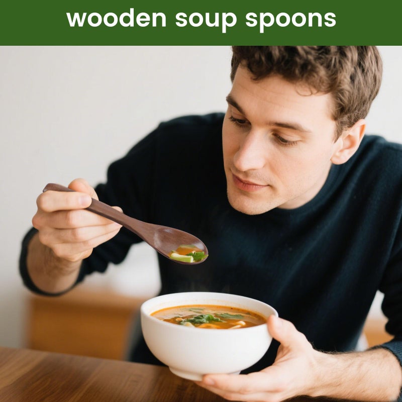 HANSGO 6PCS Wooden Spoons for Eating, 6 Inch Small Wooden Spoons for Honey, Coffee, Tea, Hot Cocoa, Jam, Bath Salts, Little Wood Table Spoon for Stirring, Smooth Finish, Unique Gifts for Men Women - Image 5