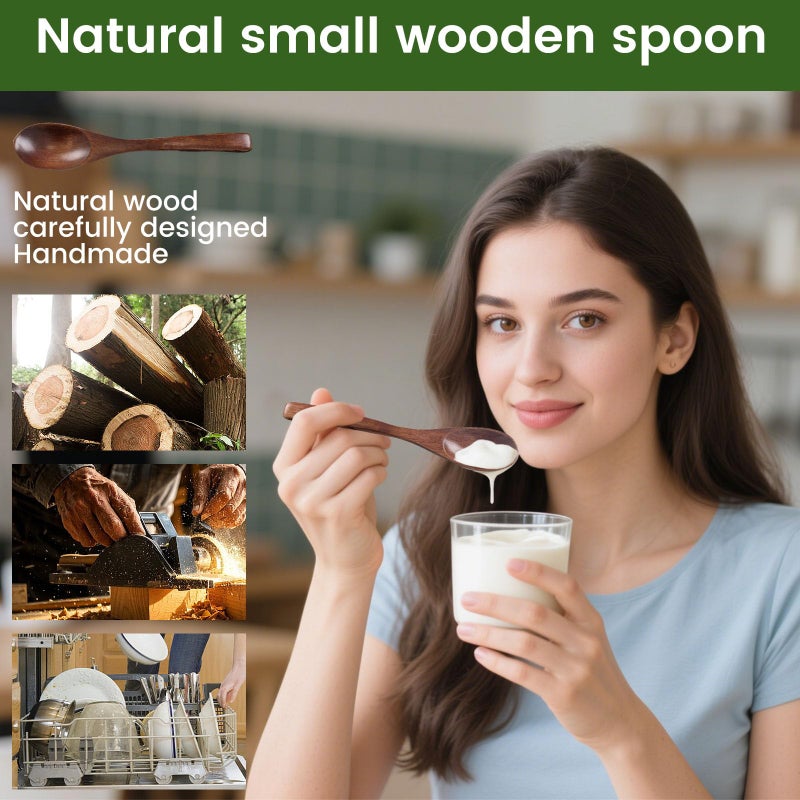 HANSGO 6PCS Wooden Spoons for Eating, 6 Inch Small Wooden Spoons for Honey, Coffee, Tea, Hot Cocoa, Jam, Bath Salts, Little Wood Table Spoon for Stirring, Smooth Finish, Unique Gifts for Men Women - Image 3