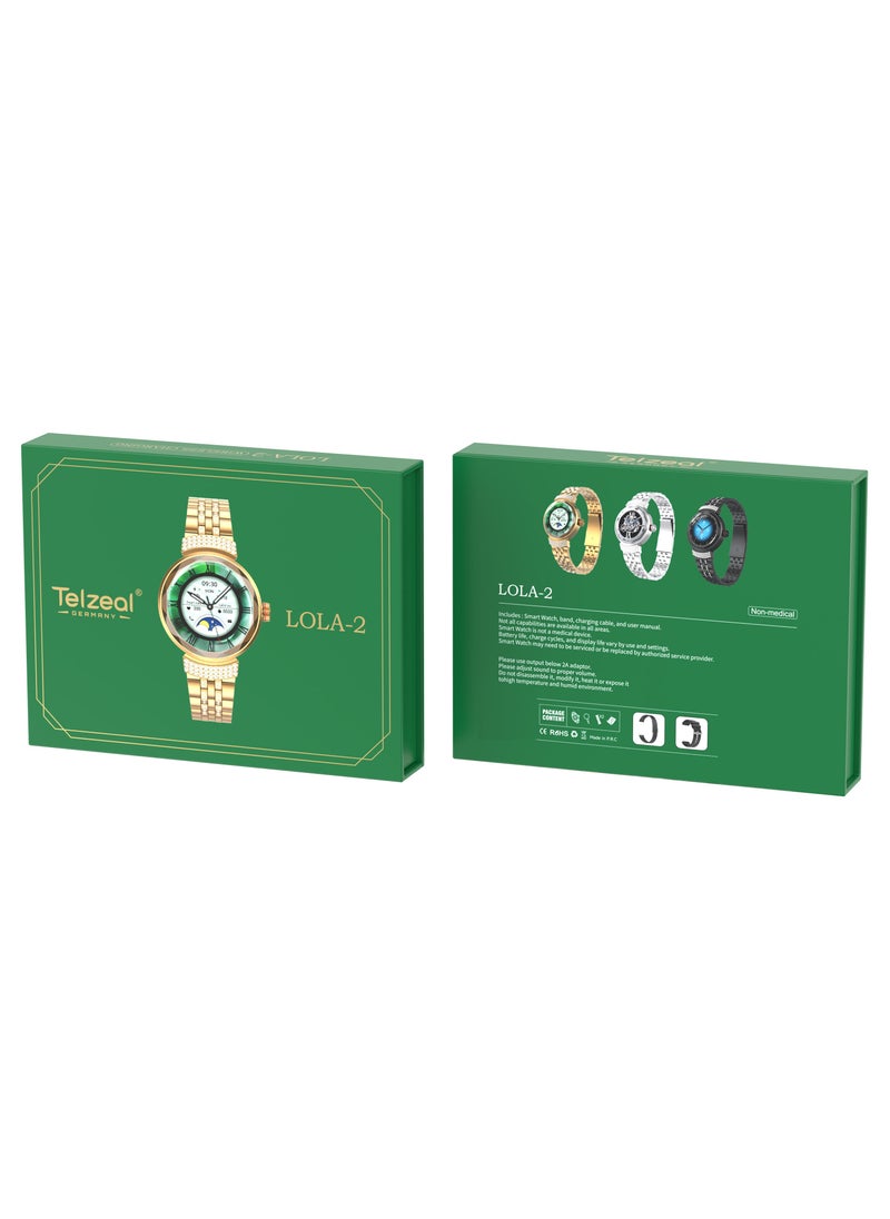 Telzeal - Telzeal Lola 2 Round Shape Ladies Smartwatch With 2 Pair Straps and Wireless Charger Silver - Image 1