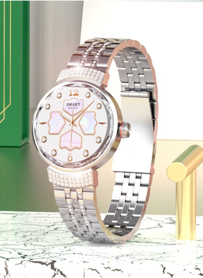 Telzeal - Telzeal Lola 2 Round Shape Ladies Smartwatch With 2 Pair Straps and Wireless Charger Silver - Image 1