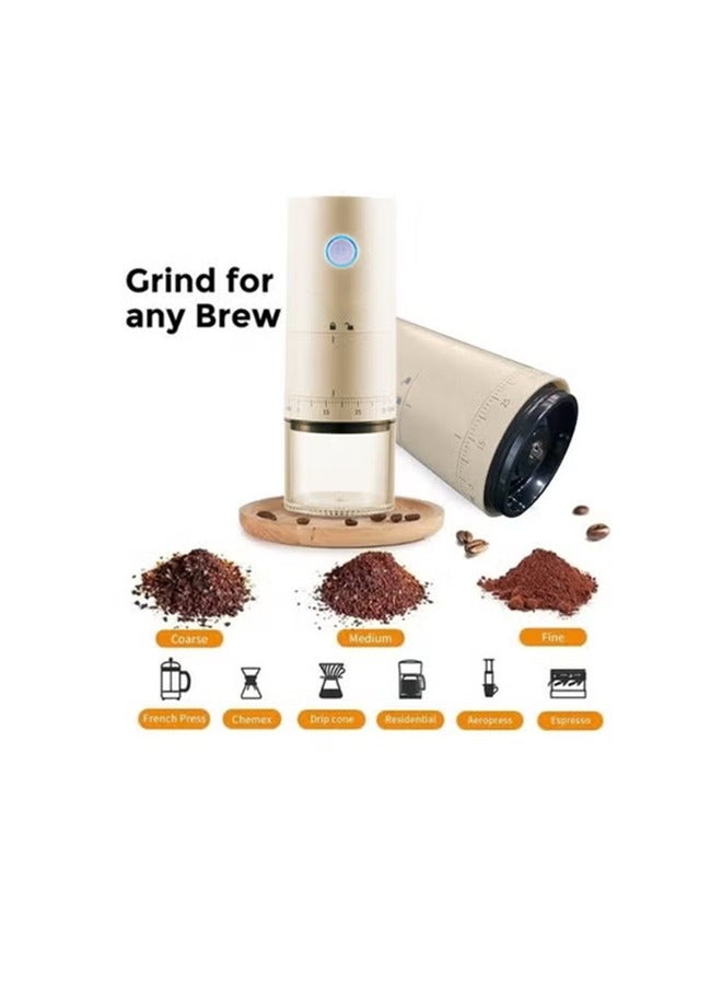 DOMUIK Electric Burr Coffee Grinder,Coffee grinder.,Portable Coffee Grinder with 38 Externally Adjustable Precision Grind Settings,Electric coffee grinder With charging cable and brush (White)  - Image 2