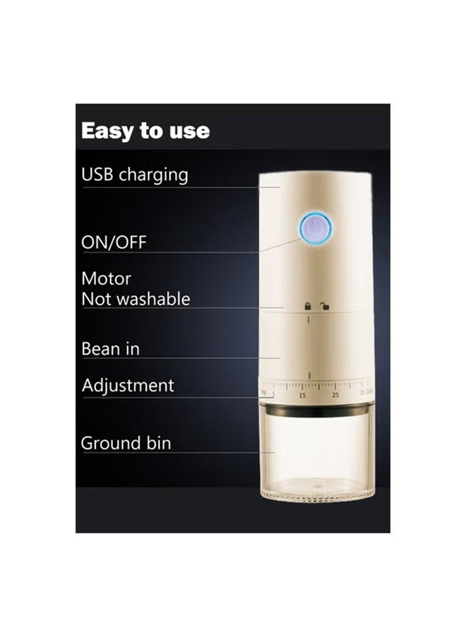 DOMUIK Electric Burr Coffee Grinder,Coffee grinder.,Portable Coffee Grinder with 38 Externally Adjustable Precision Grind Settings,Electric coffee grinder With charging cable and brush (White)  - Image 5