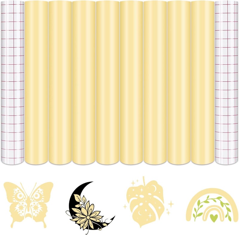 Tintnut Boho Permanent Vinyl - 8 Sheets, 12"x10", Corn Silk Adhesive, Yellow, Waterproof, Compatible with Cricut or Silhouette - Image 1
