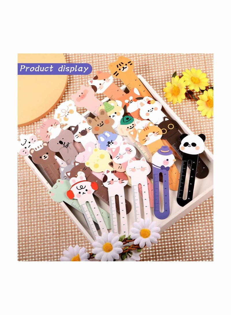 الأزرق جي دبليو 30 Pcs Bookmarks for Children, Cute Animal Paper with Ruler Children Kids Boys Girls, Book Maker Student - Image 3