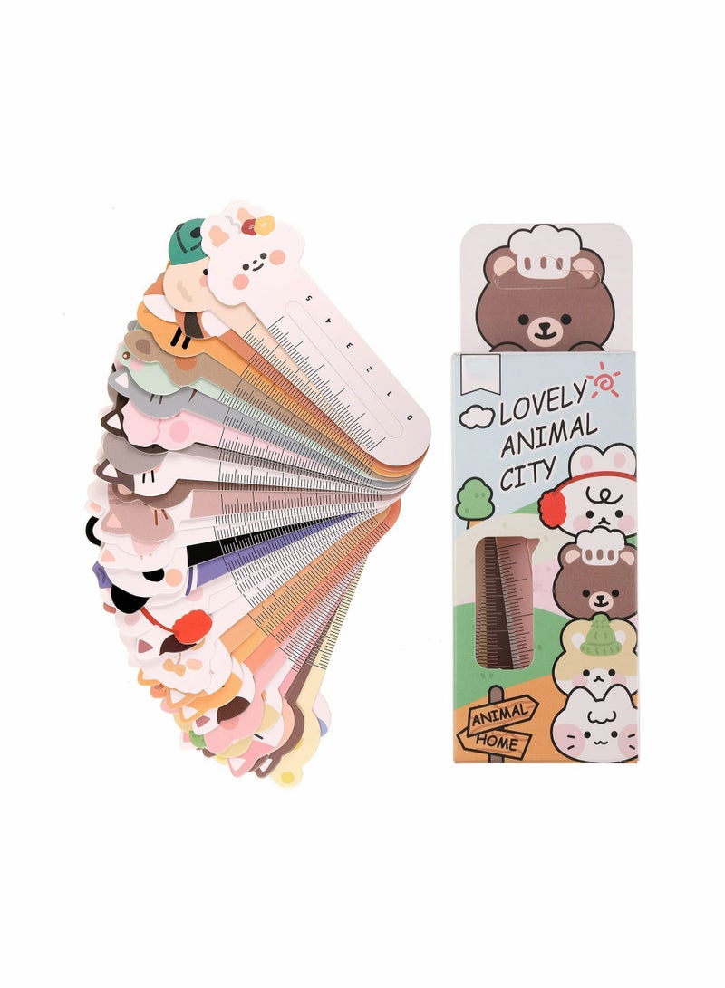 الأزرق جي دبليو 30 Pcs Bookmarks for Children, Cute Animal Paper with Ruler Children Kids Boys Girls, Book Maker Student - Image 1