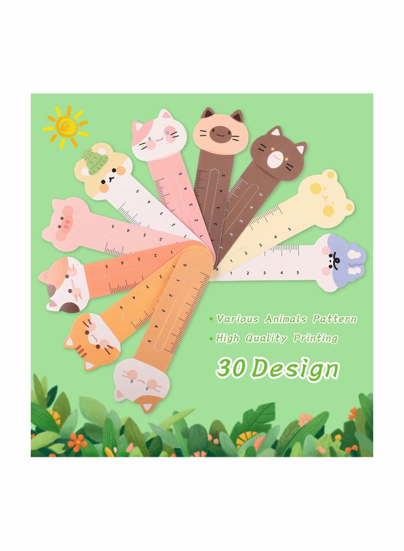 الأزرق جي دبليو 30 Pcs Bookmarks for Children, Cute Animal Paper with Ruler Children Kids Boys Girls, Book Maker Student - Image 4