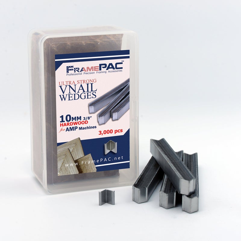 FramePac V Nails for Picture Frames Hardwood (AMP) 10mm (3/8 Inch) [3000 V-Nail Pack  Stacked] - (for use in Automatic V Nailer for Picture Framing  Automatic V Nailer for Picture Frames) - Image 1