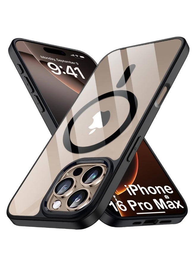 IPhone 16 Pro Max MagSafe Case Cover | Camera Protection | Hard Crystal Clear Back | Shockproof Bumper Case Cover for iPhone 16 Pro Max (Black) - Image 1