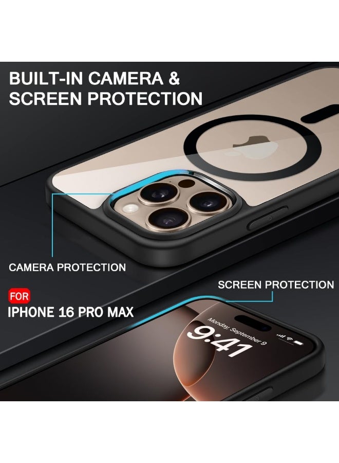 IPhone 16 Pro Max MagSafe Case Cover | Camera Protection | Hard Crystal Clear Back | Shockproof Bumper Case Cover for iPhone 16 Pro Max (Black) - Image 3