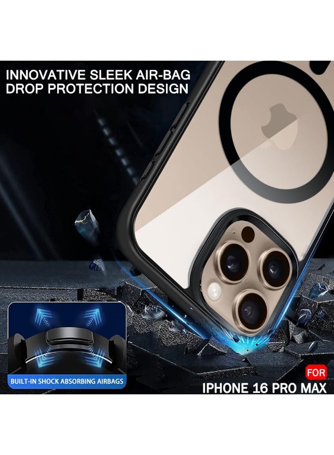 IPhone 16 Pro Max MagSafe Case Cover | Camera Protection | Hard Crystal Clear Back | Shockproof Bumper Case Cover for iPhone 16 Pro Max (Black) - Image 5