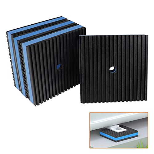 GCGOODS Rubber Anti-Vibration Pad, 4" x 4" x 7/8" Heavy Duty Ribbed Rubber with Blue EVA Center Isolation Pads for HVAC, Air Compressor, Treadmill, Washer and Dryer, Air Conditioner Units, Pack of 4 - Image 1