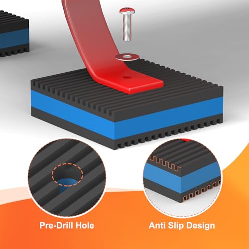 GCGOODS Rubber Anti-Vibration Pad, 4" x 4" x 7/8" Heavy Duty Ribbed Rubber with Blue EVA Center Isolation Pads for HVAC, Air Compressor, Treadmill, Washer and Dryer, Air Conditioner Units, Pack of 4 - Image 4