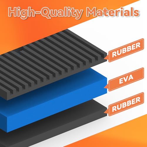GCGOODS Rubber Anti-Vibration Pad, 4" x 4" x 7/8" Heavy Duty Ribbed Rubber with Blue EVA Center Isolation Pads for HVAC, Air Compressor, Treadmill, Washer and Dryer, Air Conditioner Units, Pack of 4 - Image 3