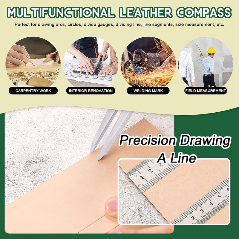 Keadic 3 Pcs Spring Wing Divider, 4'' 6'' 8'' Adjustable Lockable Steel Divider Wing Leather Compass Professional Metal Compass Set Spring Caliper Leg Divider for Leather Work, Geometry Drawing - Image 3