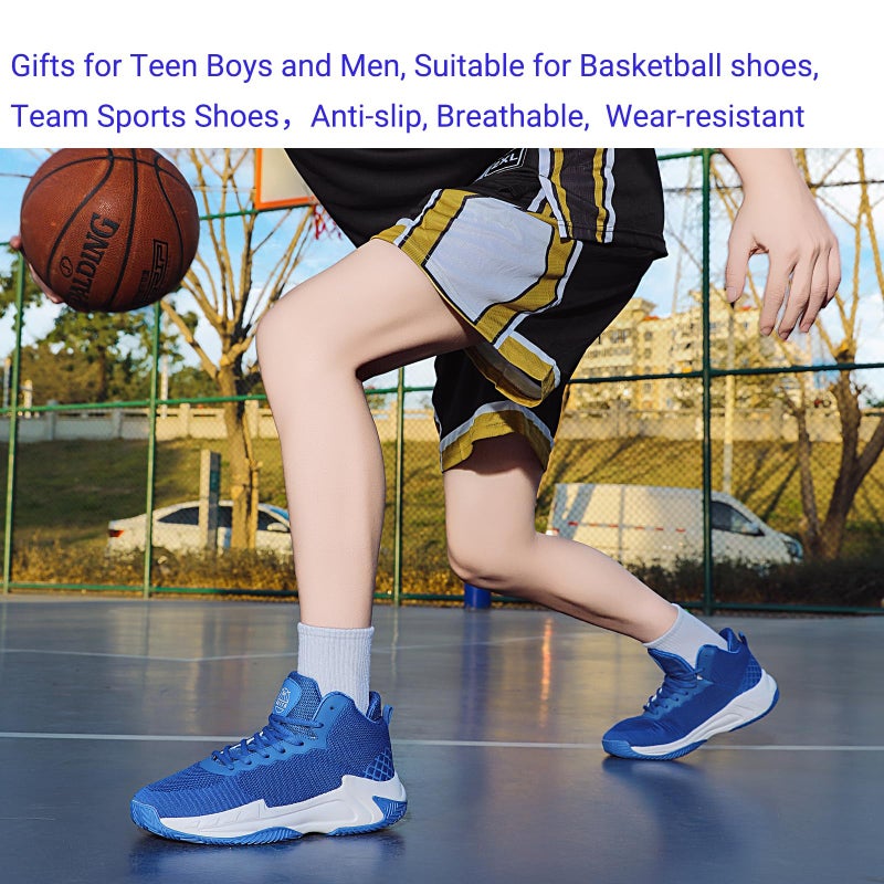Beita Mens Basketball Shoes High Upper Tennis Sneakers Breathable Anti Slip, Blue, 11.5 - Image 3