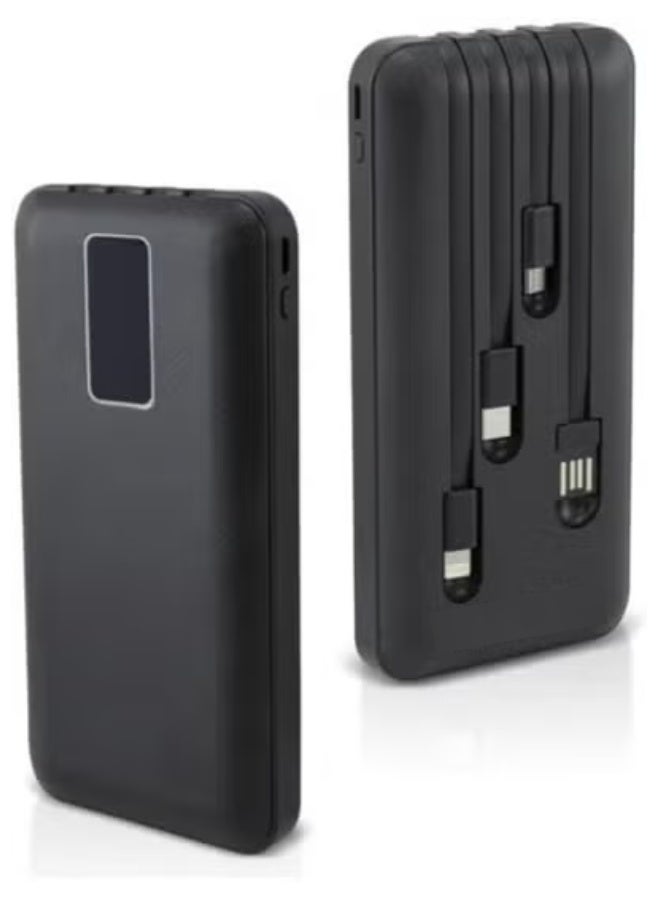 JAJEEK Power Bank 30,000mAh – Ultra-High Capacity Portable Charger with 4 Built-in Cables (Type-C, Lightning, Micro-USB, USB-A), Fast Charging, Compact Travel-Friendly Design, Universal Device Compatibility - Image 1