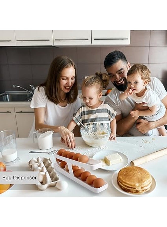 حامل ومنظم بيض ذاتي التدوير، أبيض، تصميم عملي للثلاجة، نظام تدوير تلقائي - Image 4