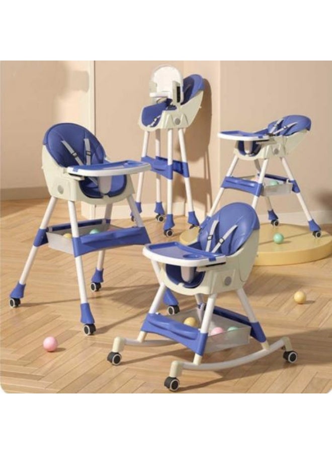 امبريلا كرسي طعام مرتفع للأطفال من امبريلا امقابل للطي بـ6 أوضاع لتغذية حديثي الولادة، صينية وجبات مزدوجة قابلة للإزالة والتعديل بتصميم قابل للإمالة مع عجلات ممتازة - Image 1