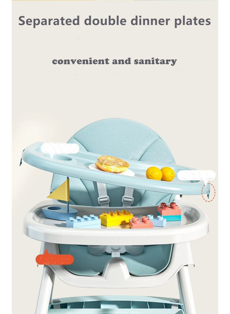 امبريلا كرسي طعام مرتفع للأطفال من امبريلا امقابل للطي بـ6 أوضاع لتغذية حديثي الولادة، صينية وجبات مزدوجة قابلة للإزالة والتعديل بتصميم قابل للإمالة مع عجلات ممتازة - Image 3