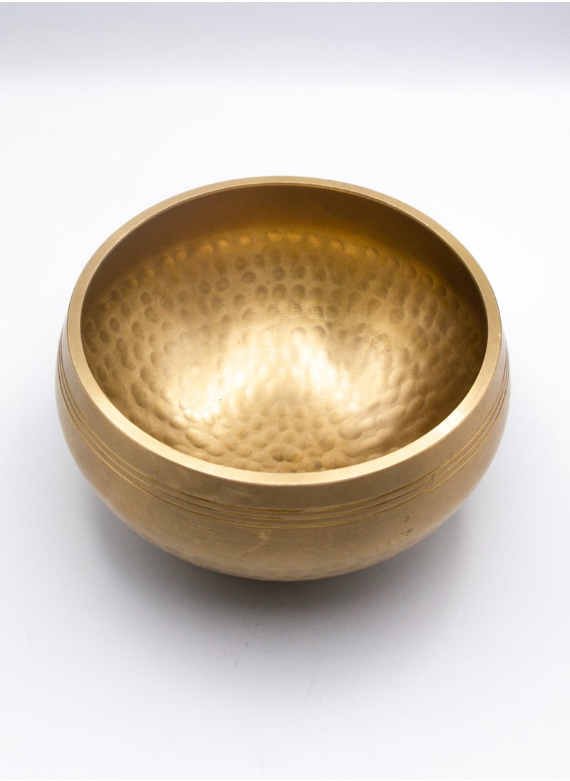 Alpine Crystals UAE - Authentic Himalayan Pure Golden Shinning Singing Bowl Single Set Handcrafted in Nepal Medium (455 grams) Includes Traditional Wooden Striker and Silk Cushion - Image 1