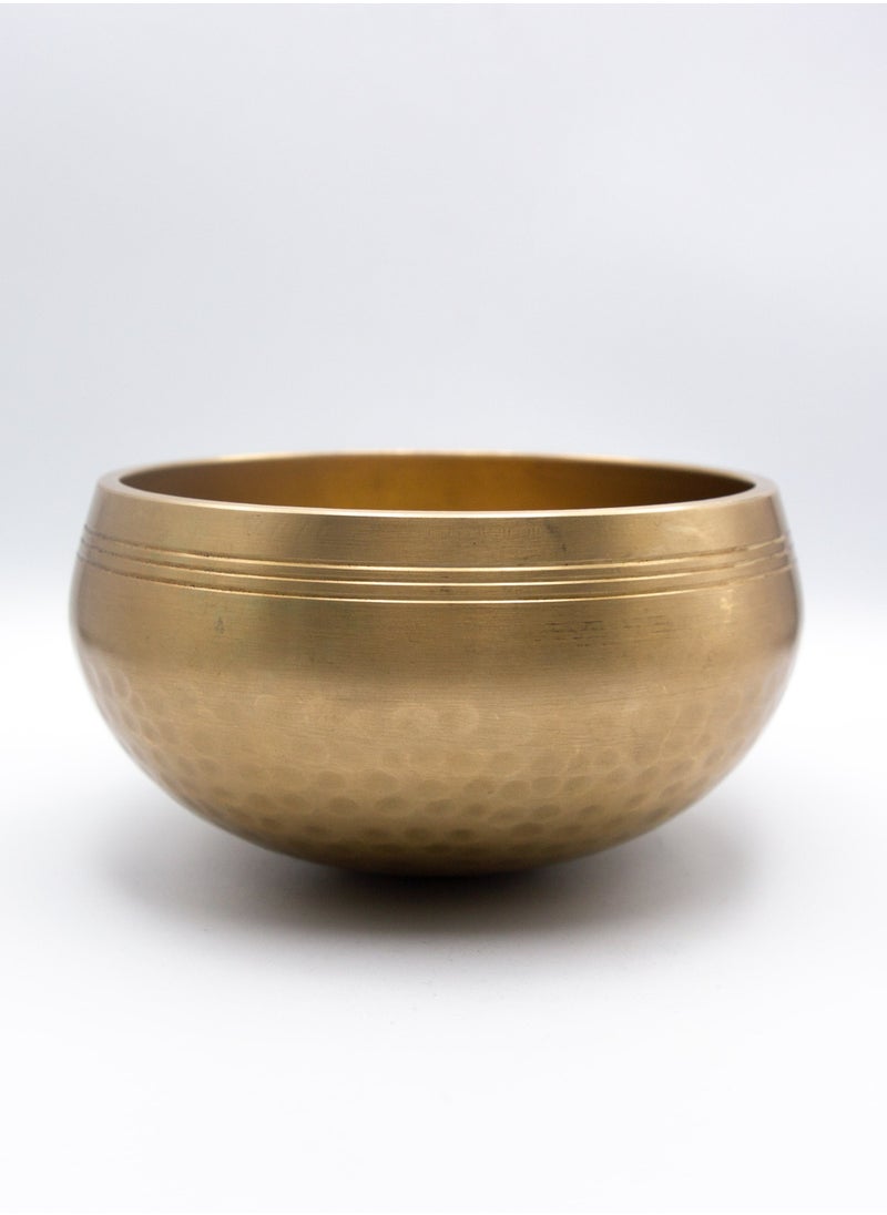 Alpine Crystals UAE - Authentic Himalayan Pure Golden Shinning Singing Bowl Single Set Handcrafted in Nepal Medium (455 grams) Includes Traditional Wooden Striker and Silk Cushion - Image 1