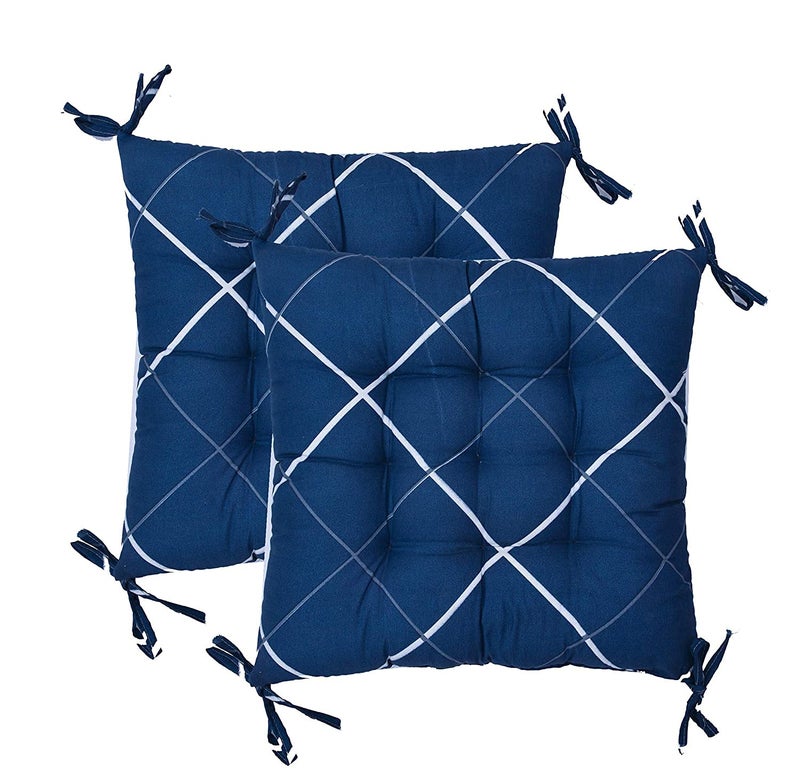 RRC Microfiber Cotton Chair Pads with Four Corner Ties 16x16(Inches) 41X41(CM) Square, Pack of 2 | Extra-Comfortable & Soft Seat Cushions | Ergonomic Pillows for Rocking - Image 1