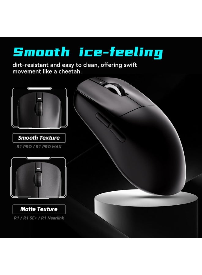 في اكس اي ماوس ألعاب لاسلكيATK VXE R1 ProMax خفيف الوزن 48 جرام، مستشعر PAW3395، دقة 18000 DPI، اتصال متعدد، لون أسود - Image 3