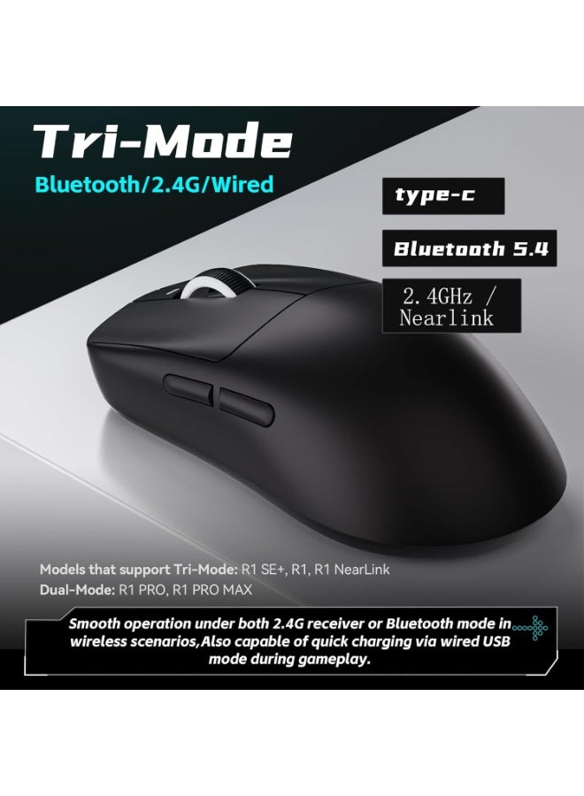 في اكس اي ماوس ألعاب لاسلكيATK VXE R1 ProMax خفيف الوزن 48 جرام، مستشعر PAW3395، دقة 18000 DPI، اتصال متعدد، لون أسود - Image 4