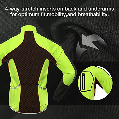 BERGRISAR Men's Cycling Jacket Winter Softshell Fleece Biking Jacket Thermal Running Windbreaker BG011 Green Size Large - Image 5