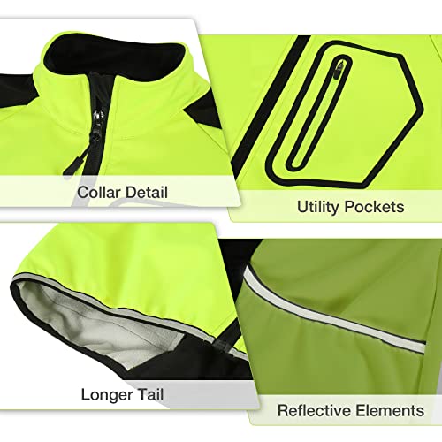 BERGRISAR Men's Cycling Jacket Winter Softshell Fleece Biking Jacket Thermal Running Windbreaker BG011 Green Size Large - Image 4