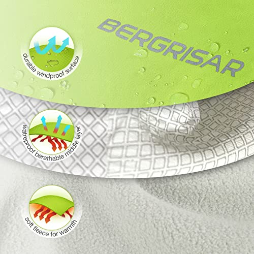 BERGRISAR Men's Cycling Jacket Winter Softshell Fleece Biking Jacket Thermal Running Windbreaker BG011 Green Size Large - Image 3