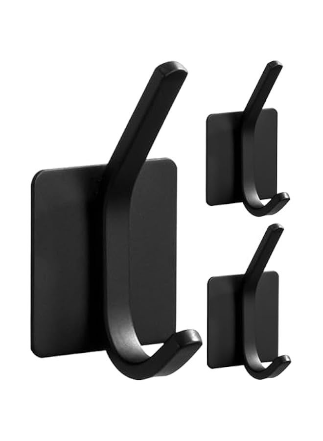 Beauenty 3Pcs Self-Adhesive Wall Hooks，Stainless Steel Adhesive Door Hooks, Heavy Duty Wall Hooks for Wall, Door，Waterproof Nail Free Kitchen and Bathroom Holder for Towels, Robes, Coats (3pc) - Image 1