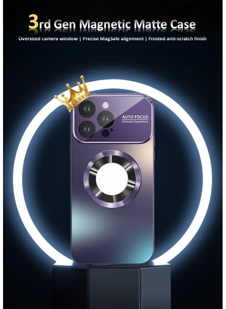 Stylish Large Window Case for iPhone 16 Pro Max - Compatible with MagSafe Slim Matte Finish Shockproof Phone Case with Showcase, Full Camera Lens Protection, Anti-Fingerprint Dustproof TPU Cover (Purple) - Image 3