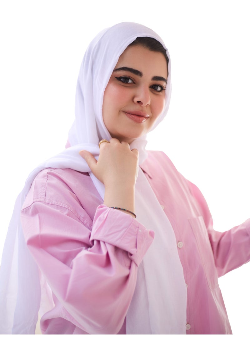 FLOWER - Plain Cotton Modal Veil - Off White - Image 1