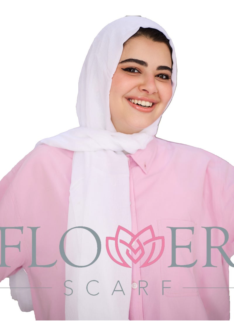 FLOWER - Plain Cotton Modal Veil - Off White - Image 1
