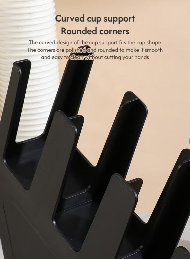 Beauenty High Quality Cup and Lid Organizer Plastic Cup Holder for Coffee Tools Shop and Party Compatible Replacement Part Barista The Kitchen And Restaurants Black - Image 3