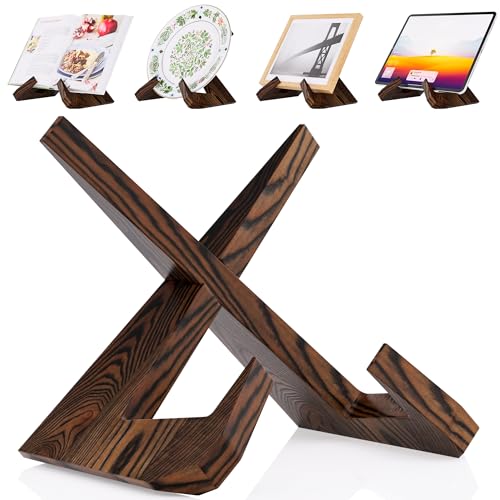 CeleVista Cookbook Stand for Kitchen Counter Cook Book Holder Book Stands Display for Echo Show 15Echo Show 21 Recipe Photo iPadRustic Brown - Image 1