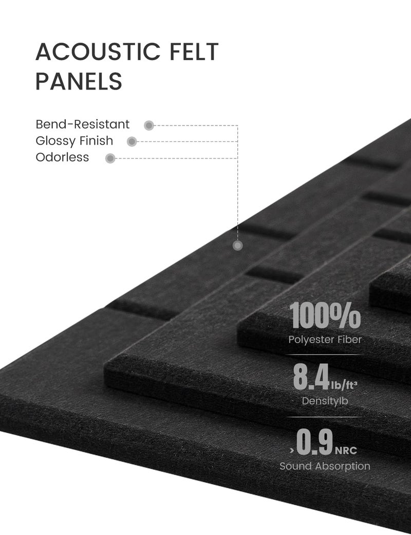 Bumusty Large Cork Board Alternative-48 x 36" Felt Bulletin Board Tiles, with 30 Pushpins, 70 Adhesive Tabs, 12-Pack Slat Wall Paneling, Cork Boards for Office Push Pin Board Felt Board-Black - Image 4