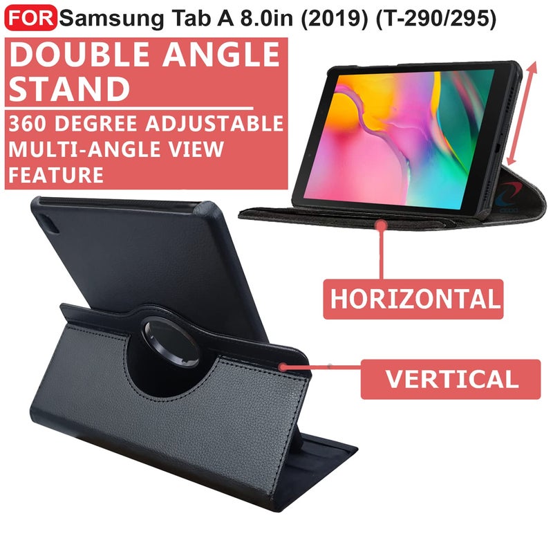 Cedo Samsung Tab A (8 inch) Flip Cover | Leather Finish | 360 Degree Rotate Back Cover | Shockproof Back Cover Case for Samsung Galaxy Tab A (8 inch) (2019) SM-T290 / SM-T295 (Black) - Image 3