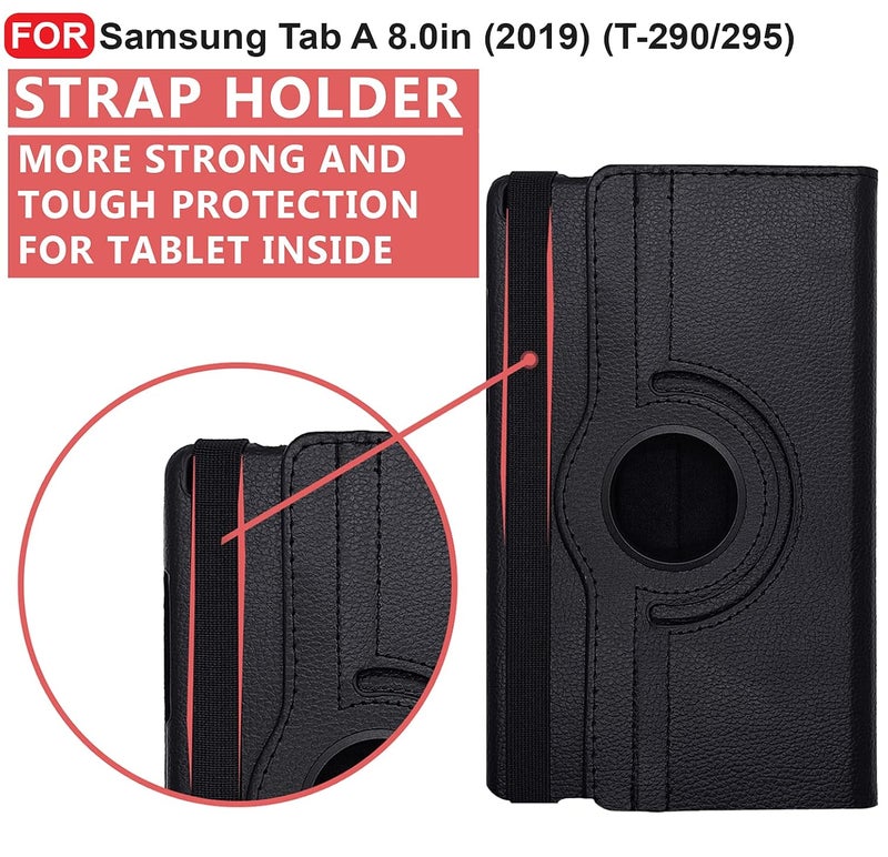 Cedo Samsung Tab A (8 inch) Flip Cover | Leather Finish | 360 Degree Rotate Back Cover | Shockproof Back Cover Case for Samsung Galaxy Tab A (8 inch) (2019) SM-T290 / SM-T295 (Black) - Image 4