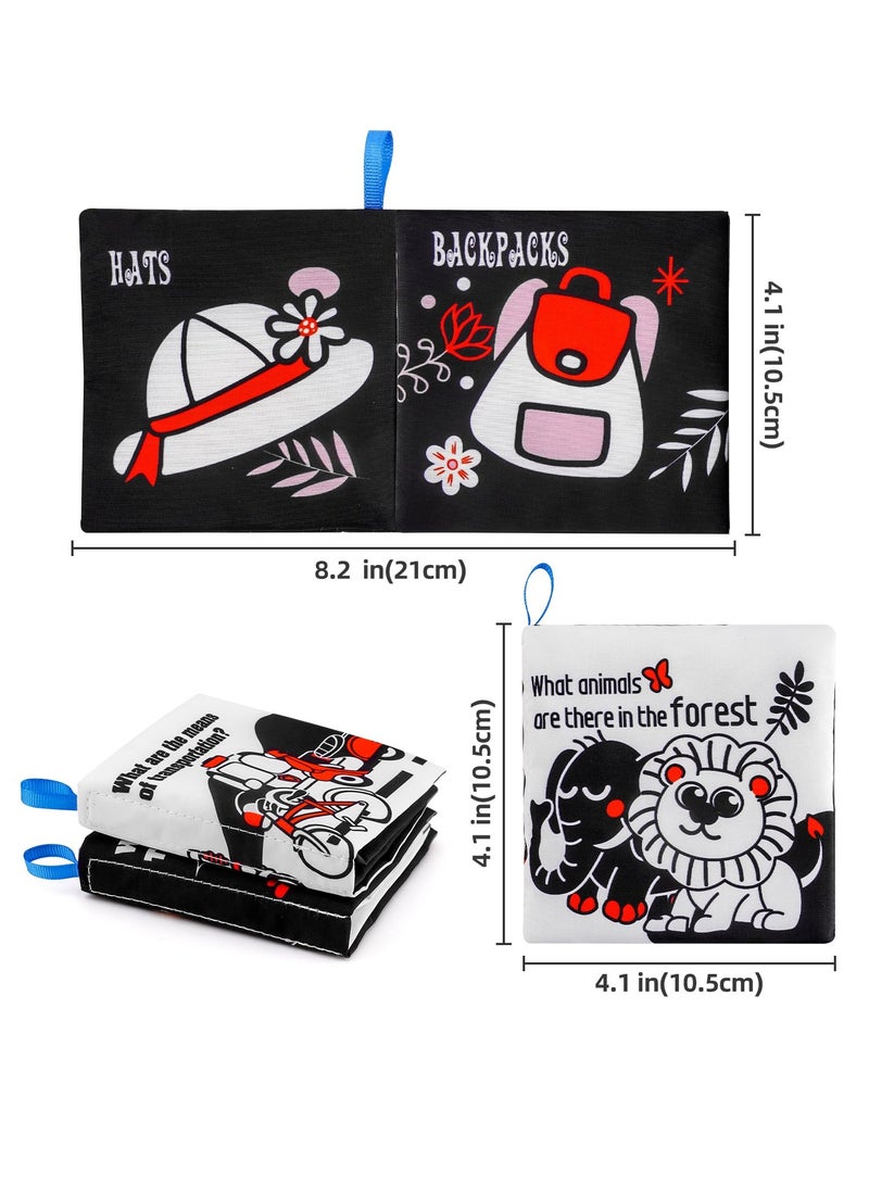 SOLARAE Montessori Soft Baby Books Toys, For 0-6 Months & 6-12 Months, Indestructible High Contrast Black and White Baby Book Toys-Crinkle for Newbo, Promote Tummy Time, Infant Baby Boy Girl Gifts - Image 2