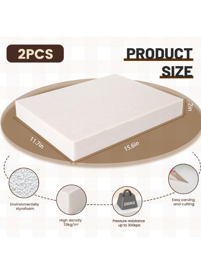 كرافت ماجيك ألواح فوم، عبوة من قطعتين مقاس 15.6 × 11.7 × 2 بوصة، ألواح فوم بوليسترين للحرف اليدوية، مشاريع فنية يدوية، ديكورات الحفلات، لوحات إعلانية، عزل حراري، زراعة، تغليف. - Image 2