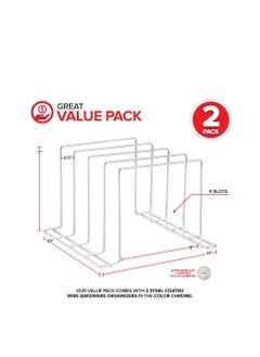 Stock Your Home Stock Your Home Chrome (2 Pack) Steel Baking Pan Organizer Rack for Cabinet or Counter, Holder for Kitchen Cutting Boards, Pot Lids, or Cookie Sheets - Rust Proof Wire, Drying Storage  - Image 3