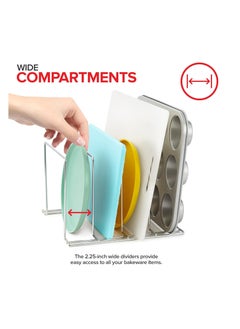 Stock Your Home Stock Your Home Chrome (2 Pack) Steel Baking Pan Organizer Rack for Cabinet or Counter, Holder for Kitchen Cutting Boards, Pot Lids, or Cookie Sheets - Rust Proof Wire, Drying Storage  - Image 5