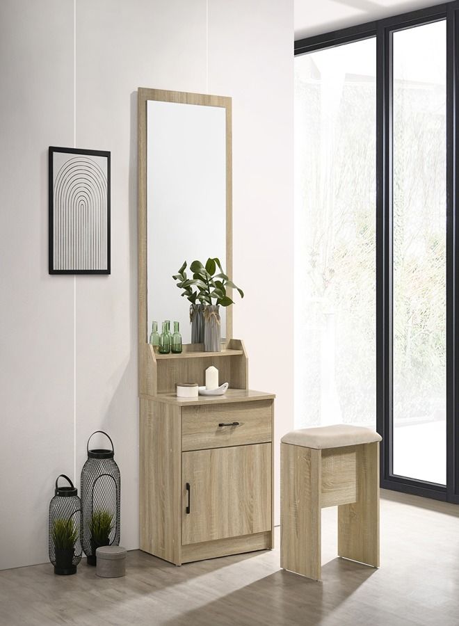 Home Box Oasis 3-Piece 1-Drawer 1-Door Tall Dresser Set With Mirror And Stool 60 x 180 x 41.5 cm - Image 1