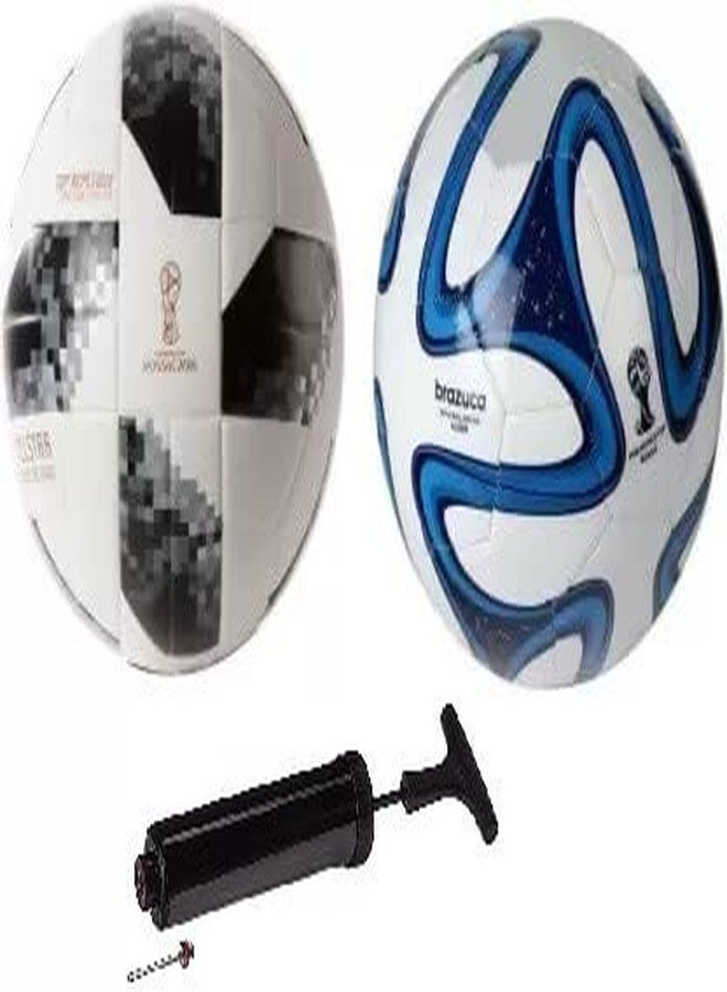WIKIGO Set of BrazucaBlue & TelestarBlack Football with Air Pump - Image 2