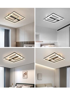 YATAI LIGHTING Black Ceiling Light Fixture 50cm Square Modern LED Ceiling Light 86W Flush Mount Dimmable Ceiling Light for Hallway Living Room Dining room Kitchen Hall and Bedroom Acrylic Ceiling Lamps  - Image 2