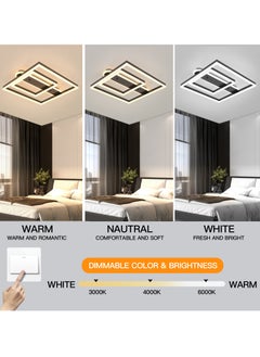 YATAI LIGHTING Black Ceiling Light Fixture 50cm Square Modern LED Ceiling Light 86W Flush Mount Dimmable Ceiling Light for Hallway Living Room Dining room Kitchen Hall and Bedroom Acrylic Ceiling Lamps  - Image 3