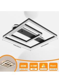 YATAI LIGHTING Black Ceiling Light Fixture 50cm Square Modern LED Ceiling Light 86W Flush Mount Dimmable Ceiling Light for Hallway Living Room Dining room Kitchen Hall and Bedroom Acrylic Ceiling Lamps  - Image 4