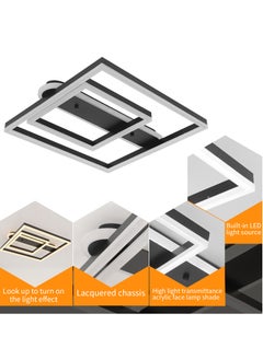 YATAI LIGHTING Black Ceiling Light Fixture 50cm Square Modern LED Ceiling Light 86W Flush Mount Dimmable Ceiling Light for Hallway Living Room Dining room Kitchen Hall and Bedroom Acrylic Ceiling Lamps  - Image 5